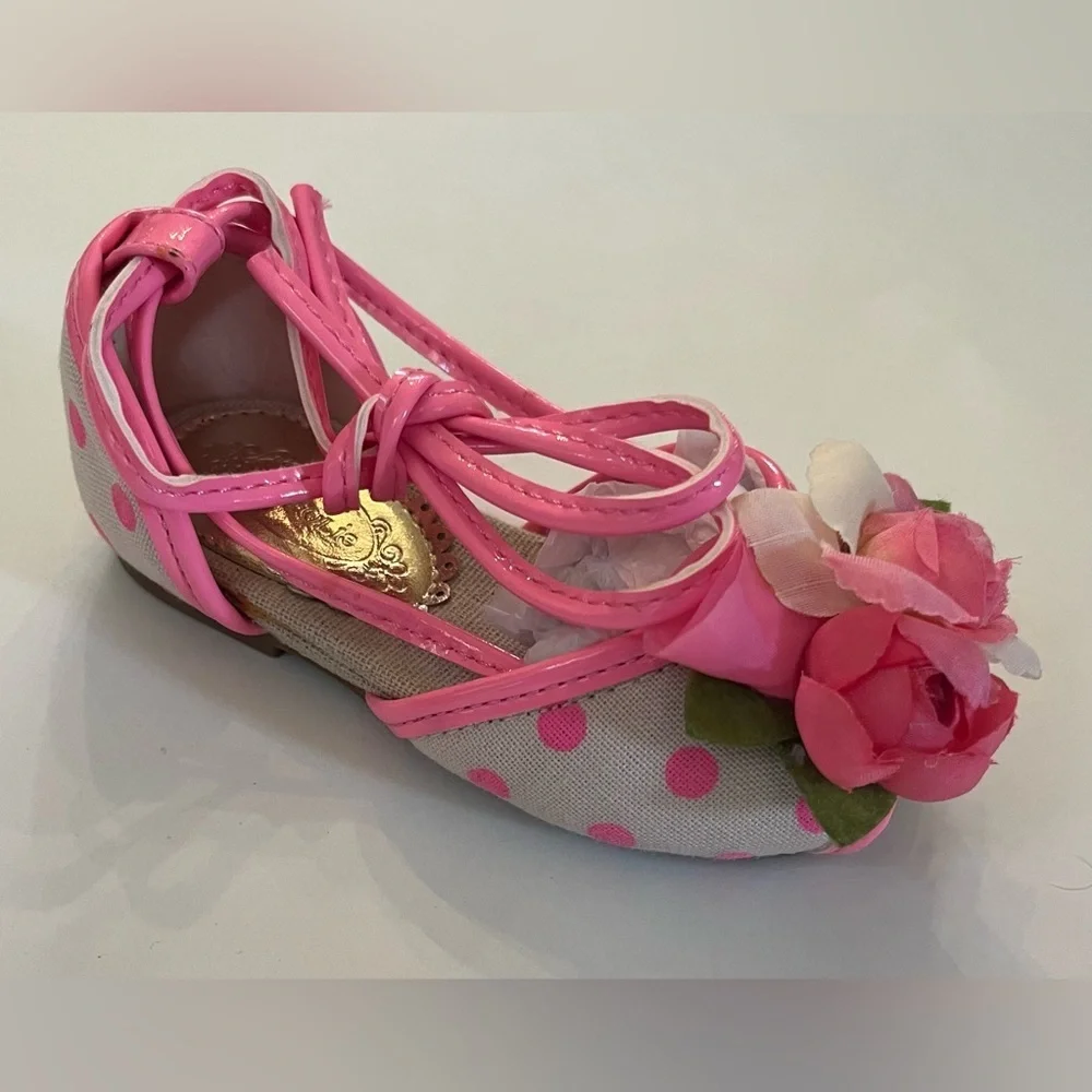 Never worn Joyfolie kaila neon dot peep toe dress shoes baby girl Sz 4